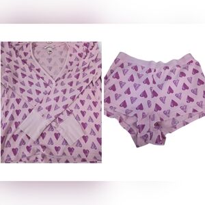 Victoria's Secret Heart Valentines Thermal Ribbed Knit PJ Short Set